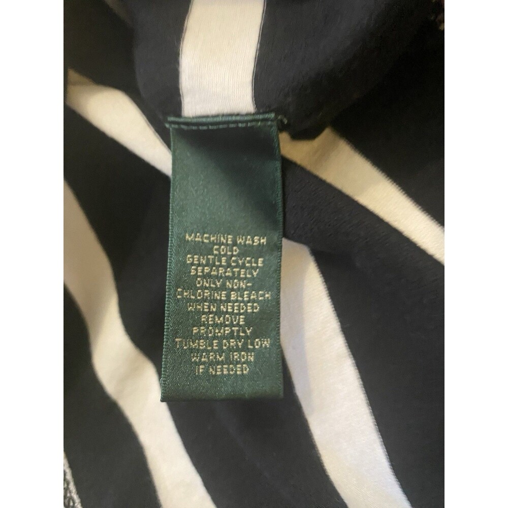 Lauren Ralph Lauren Active Striped Polo Shirt Y2k Era Black White Pink Women 1X - Picture 12 of 14
